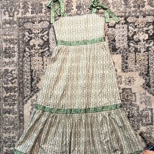 Alice + Olivia Green Floral Tie-Strap Girls' Dress